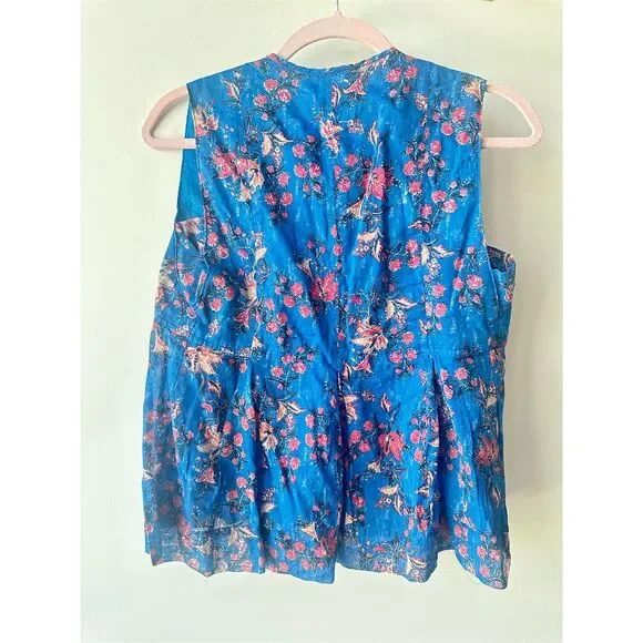 Isabel Marant Étoile Women's M Blue Floral Sleeveless Blouse Casual - Picture 3 of 4
